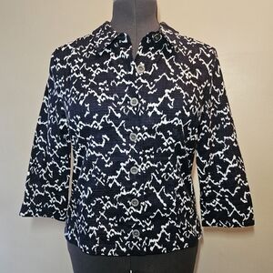Christopher & Banks Black and White Patterned Button Jacket
